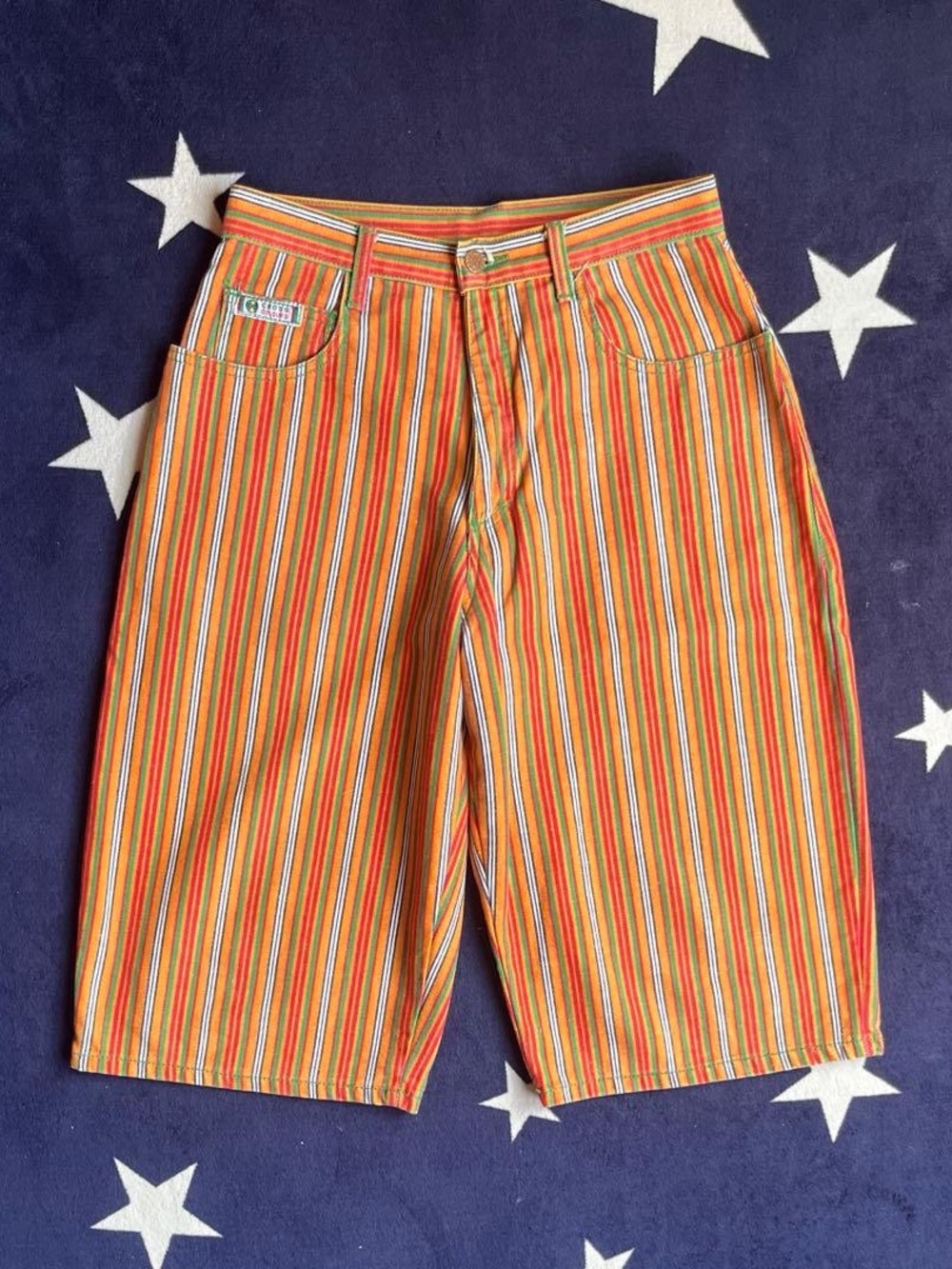 RARE Cross Colours Vintage ‘90’s Multi-Stripe Denim Shorts 30